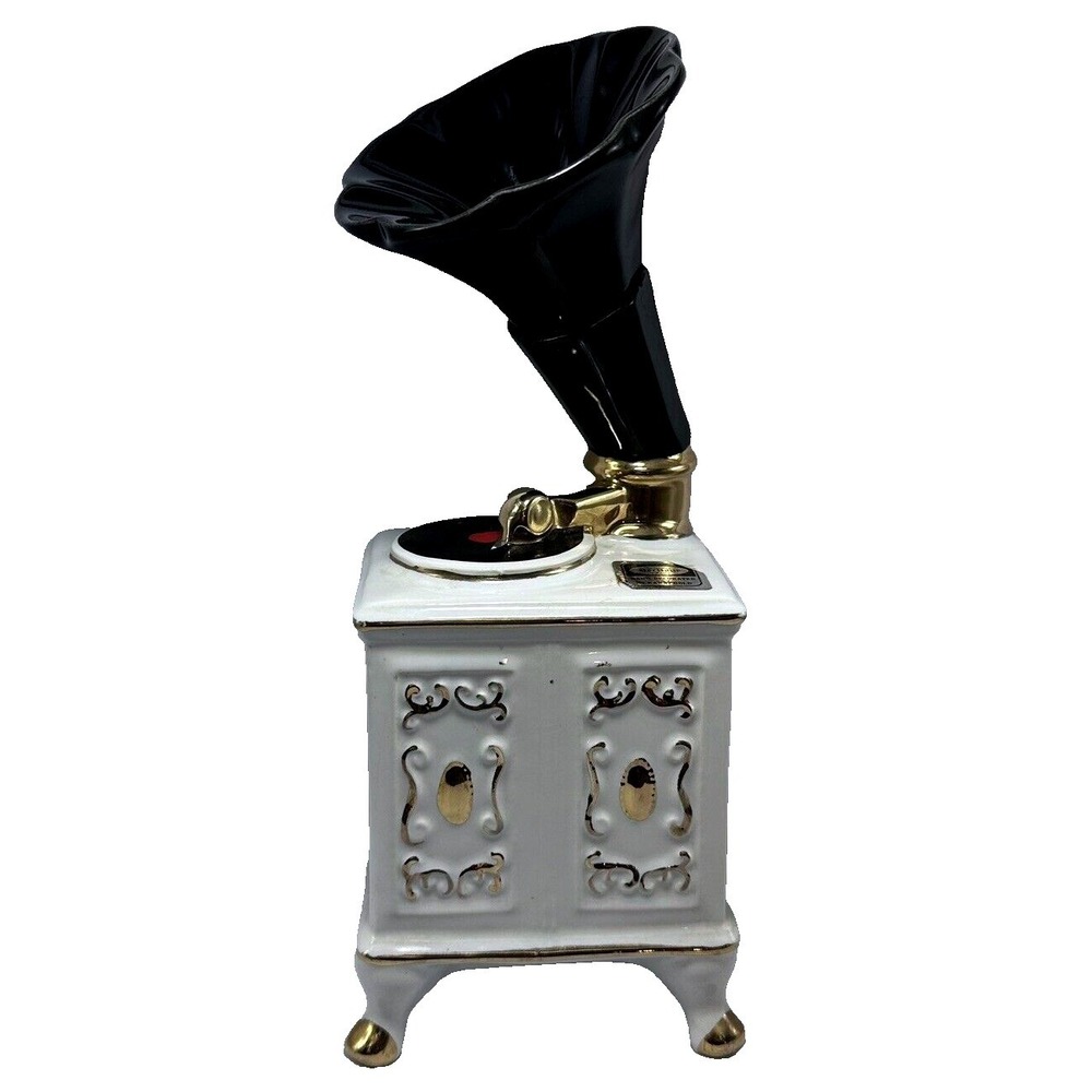Ezra Brooks Victrola Phonograph VTG‎ Decanter EMPTY 24K Gold Hand Painted 70s